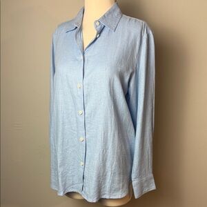 🆕 NAUTICA JEANS Light Blue Linen Blend Soft Relaxed Fit Shirt ~ Small